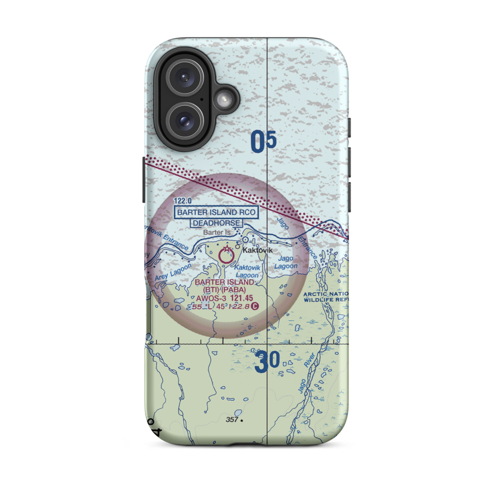 Barter Island LRRS Airport (BTI) VFR Sectional  Tough iPhone Case iPhone 16 Plus model shown