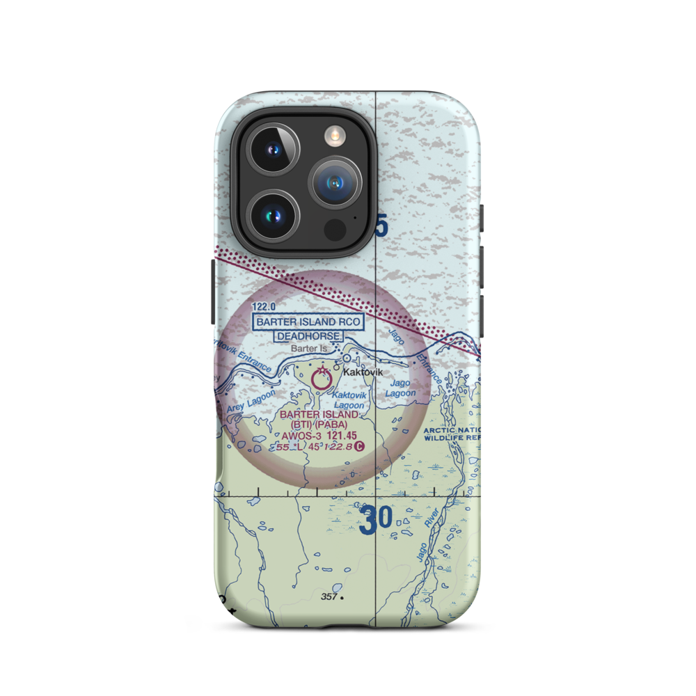 Barter Island LRRS Airport (BTI) VFR Sectional  Tough iPhone Case iPhone 16 Pro model shown