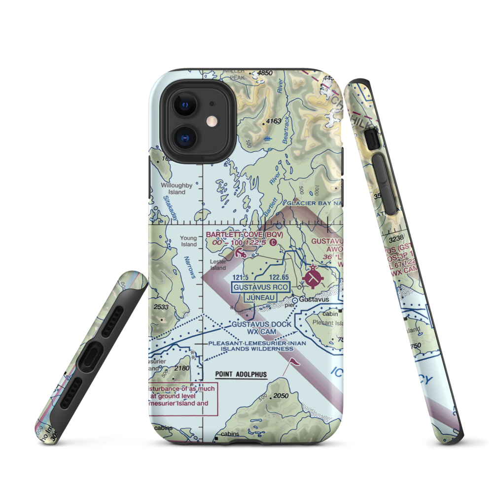 Bartlett Cove Seaplane Base (BQV) VFR Sectional  Tough iPhone Case iPhone 11 model shown