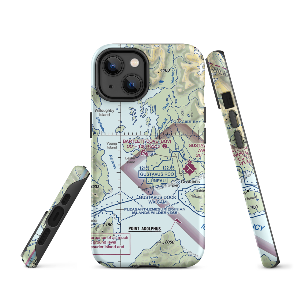 Bartlett Cove Seaplane Base (BQV) VFR Sectional  Tough iPhone Case iPhone 14 model shown