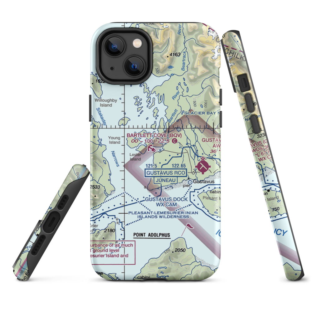 Bartlett Cove Seaplane Base (BQV) VFR Sectional  Tough iPhone Case iPhone 14 Plus model shown