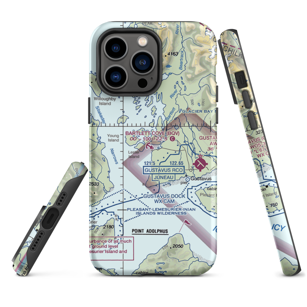 Bartlett Cove Seaplane Base (BQV) VFR Sectional  Tough iPhone Case iPhone 14 Pro Max model shown