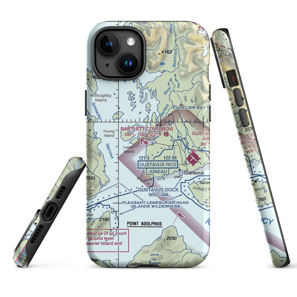Bartlett Cove Seaplane Base (BQV) VFR Sectional  Tough iPhone Case iPhone 15 Plus model shown