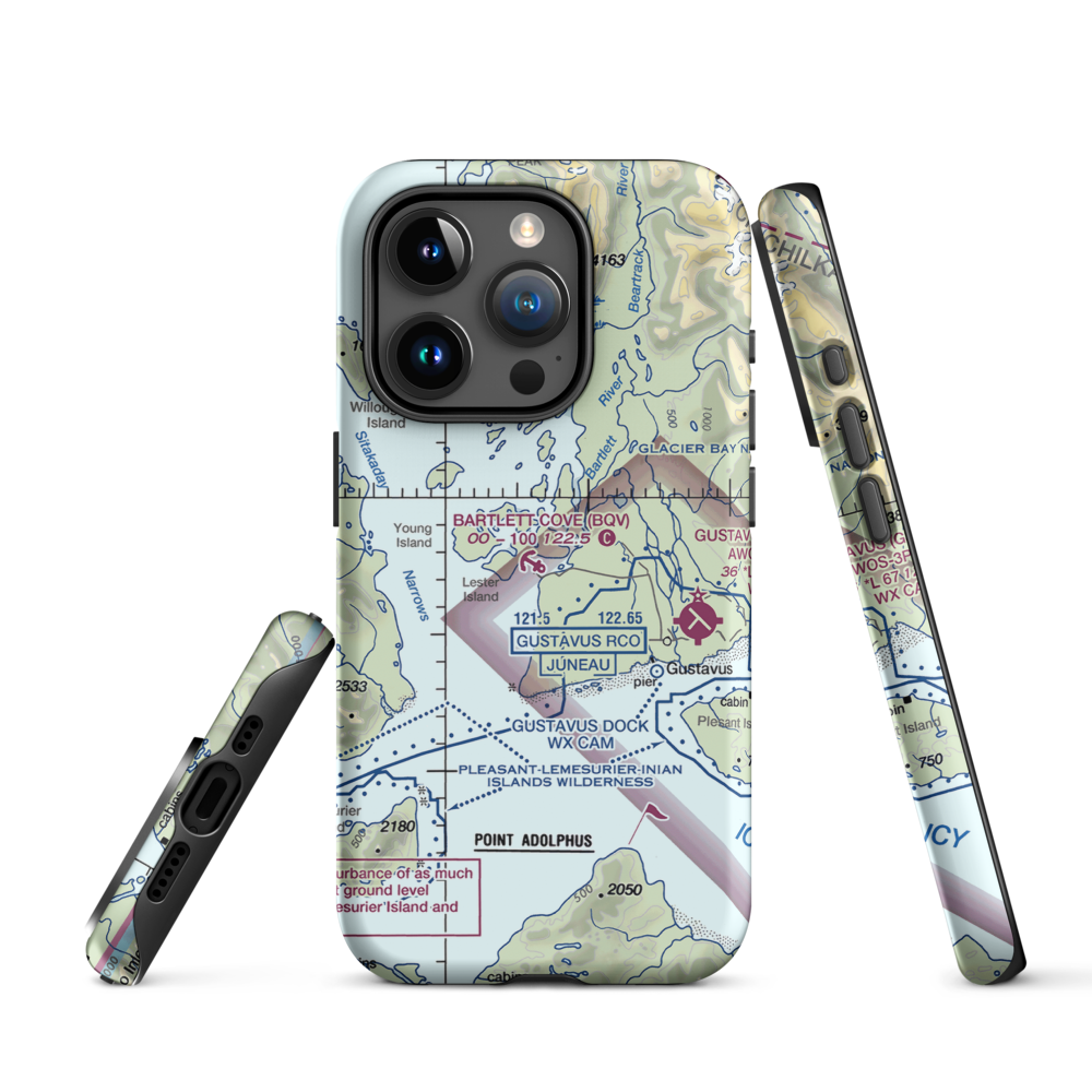 Bartlett Cove Seaplane Base (BQV) VFR Sectional  Tough iPhone Case iPhone 15 Pro model shown