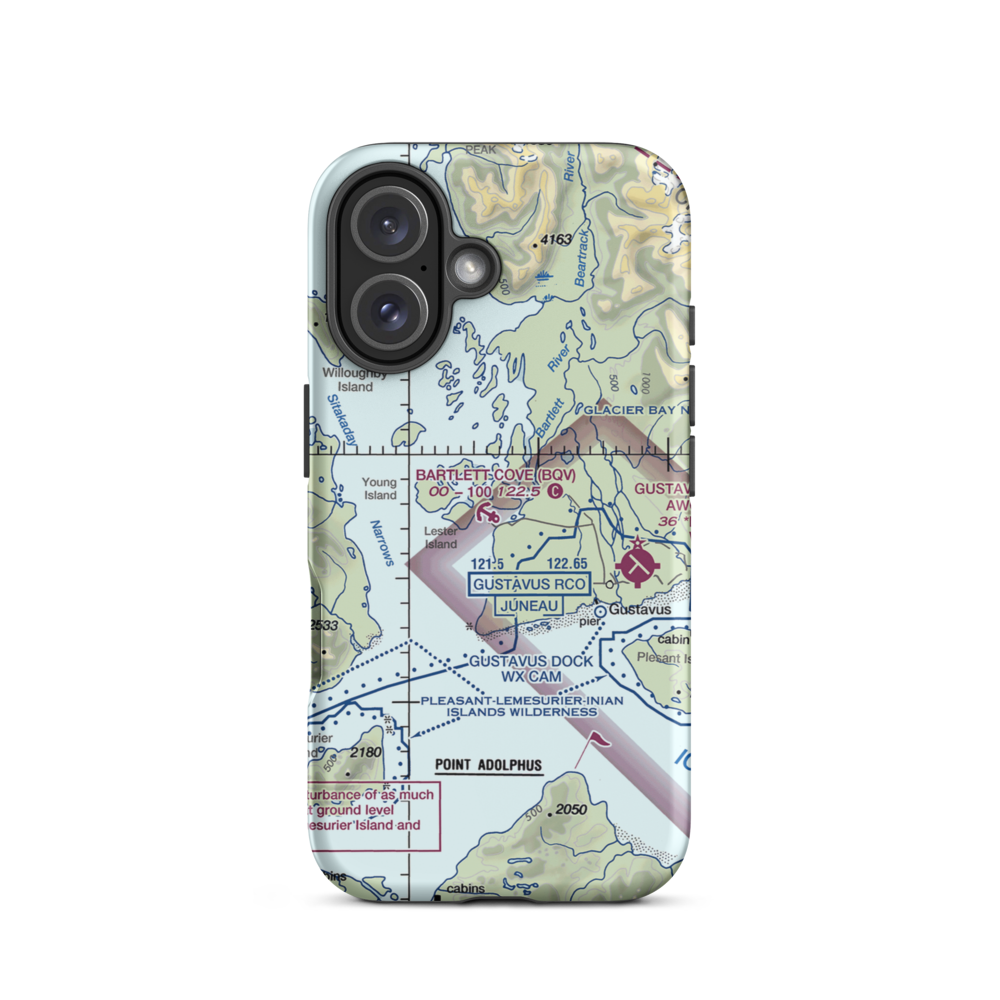 Bartlett Cove Seaplane Base (BQV) VFR Sectional  Tough iPhone Case iPhone 16 model shown