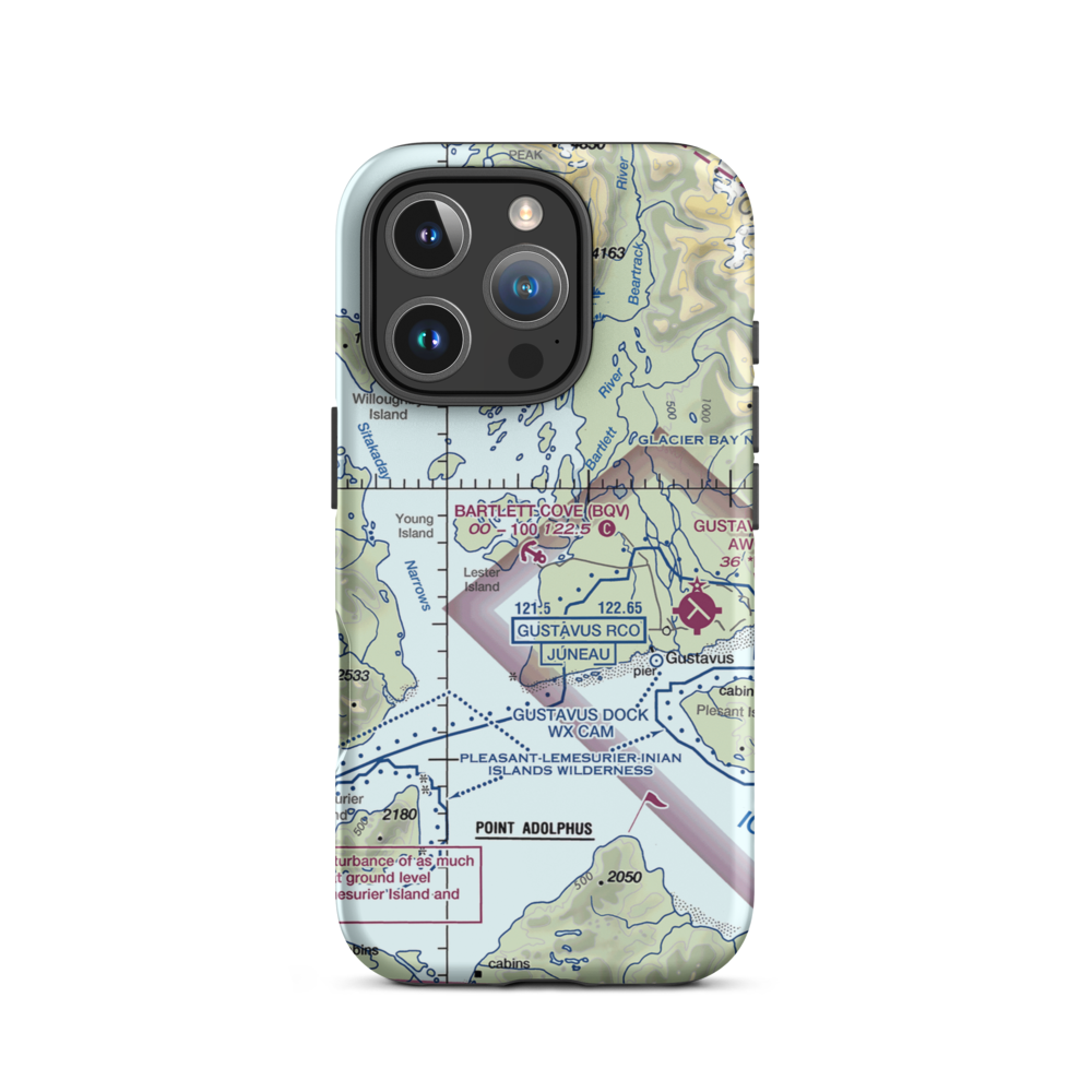 Bartlett Cove Seaplane Base (BQV) VFR Sectional  Tough iPhone Case iPhone 16 Pro model shown