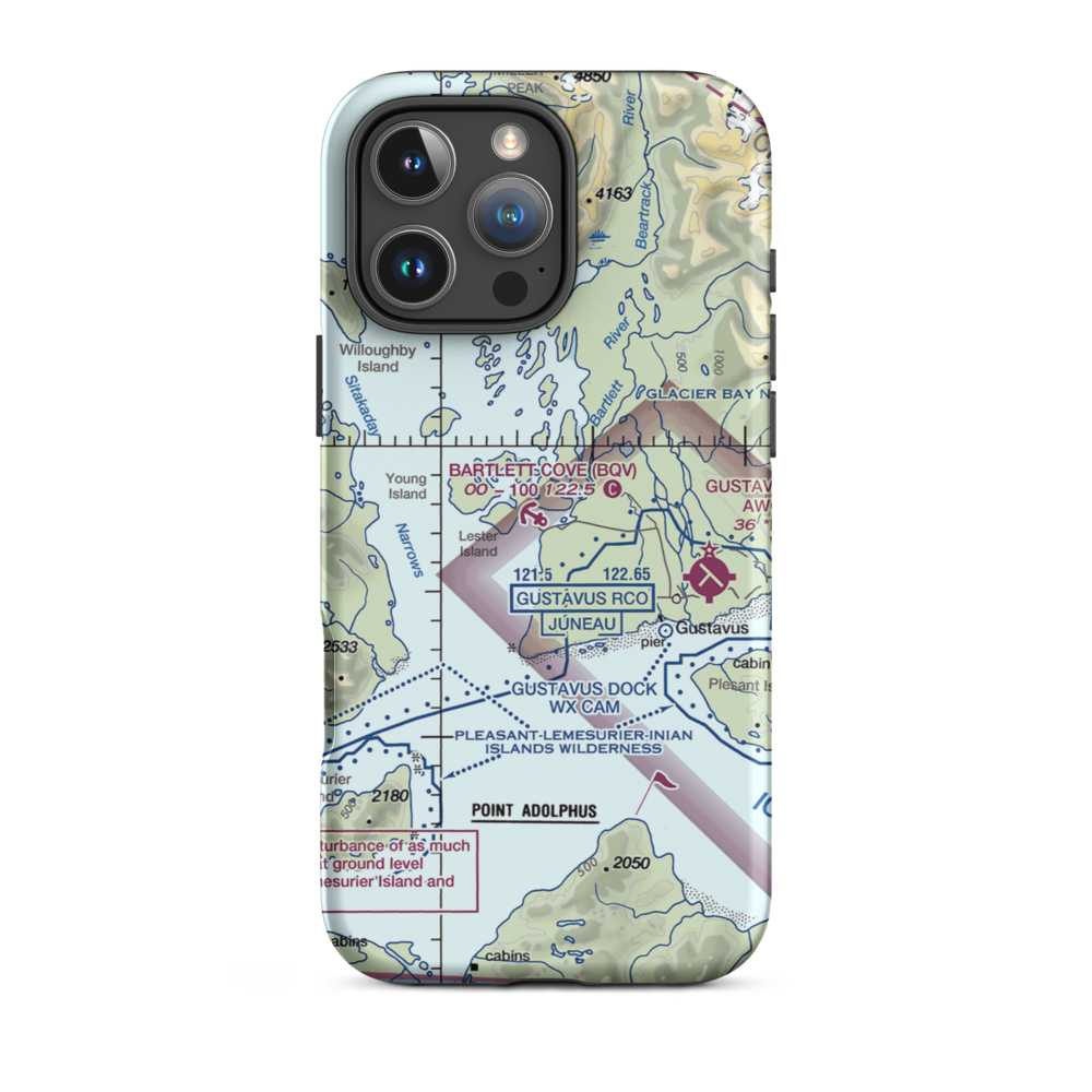 Bartlett Cove Seaplane Base (BQV) VFR Sectional  Tough iPhone Case iPhone 16 Pro Max model shown
