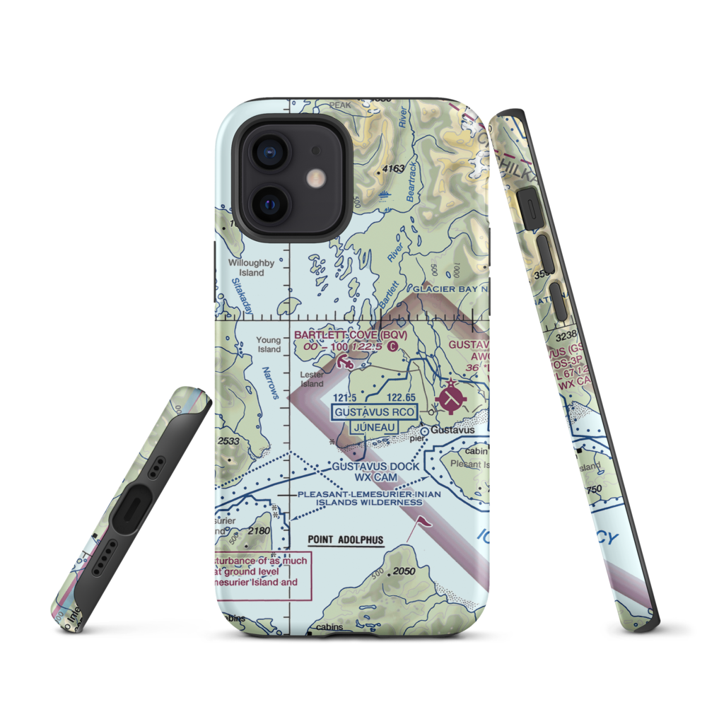 Bartlett Cove Seaplane Base (BQV) VFR Sectional  Tough iPhone Case iPhone 12 model shown