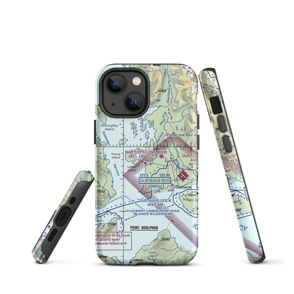 Bartlett Cove Seaplane Base (BQV) VFR Sectional  Tough iPhone Case iPhone 13 mini model shown