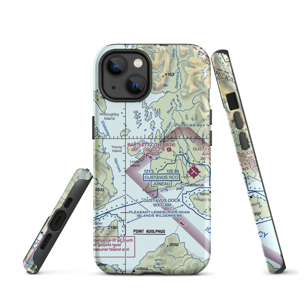 Bartlett Cove Seaplane Base (BQV) VFR Sectional  Tough iPhone Case iPhone 13 model shown