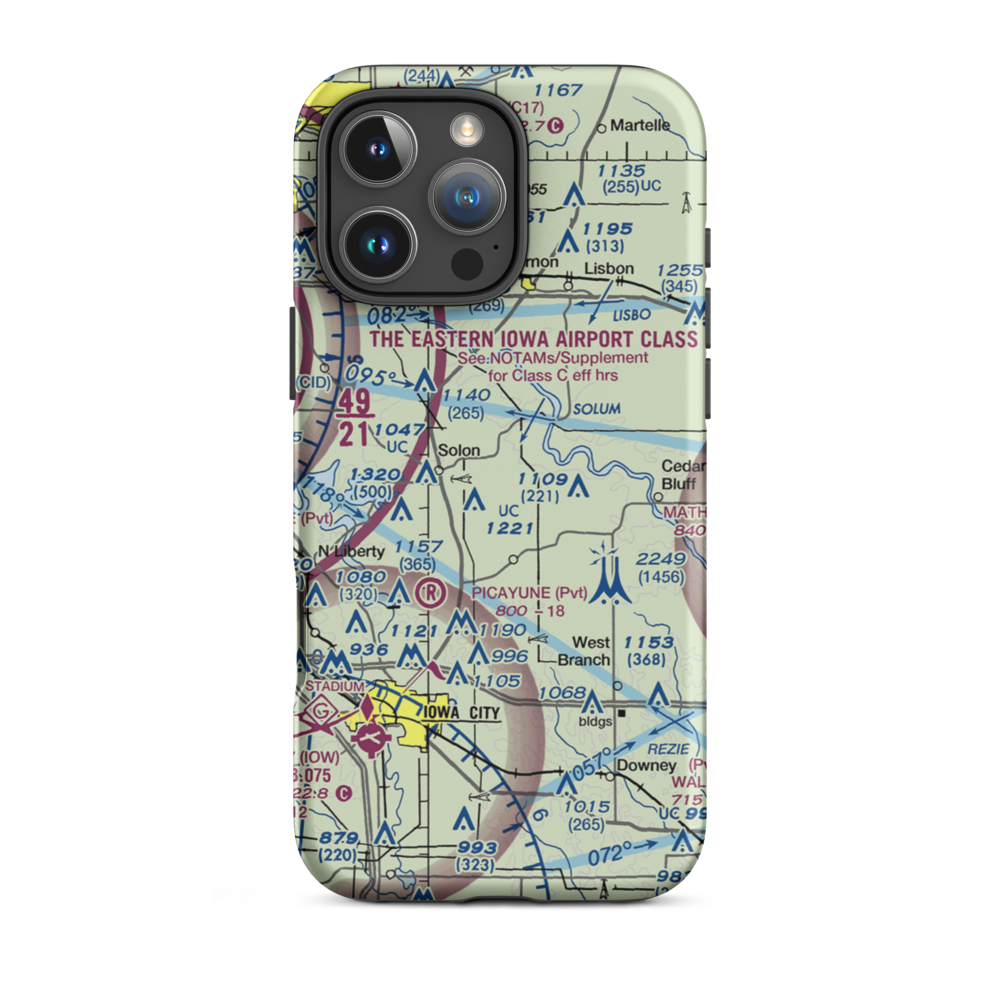 Bartlett Field (IA25) VFR Sectional  Tough iPhone Case iPhone 16 Pro Max model shown