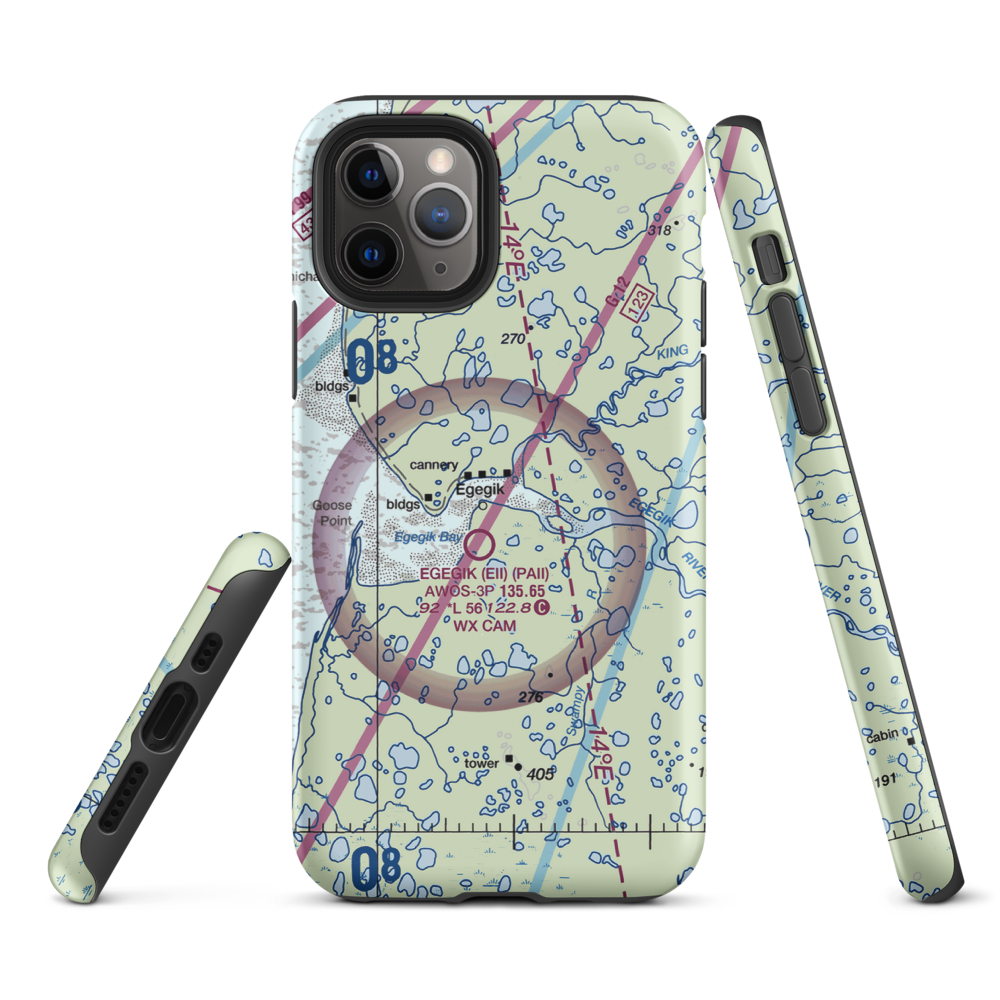 Bartletts Airport (AK96) VFR Sectional  Tough iPhone Case iPhone 11 Pro model shown
