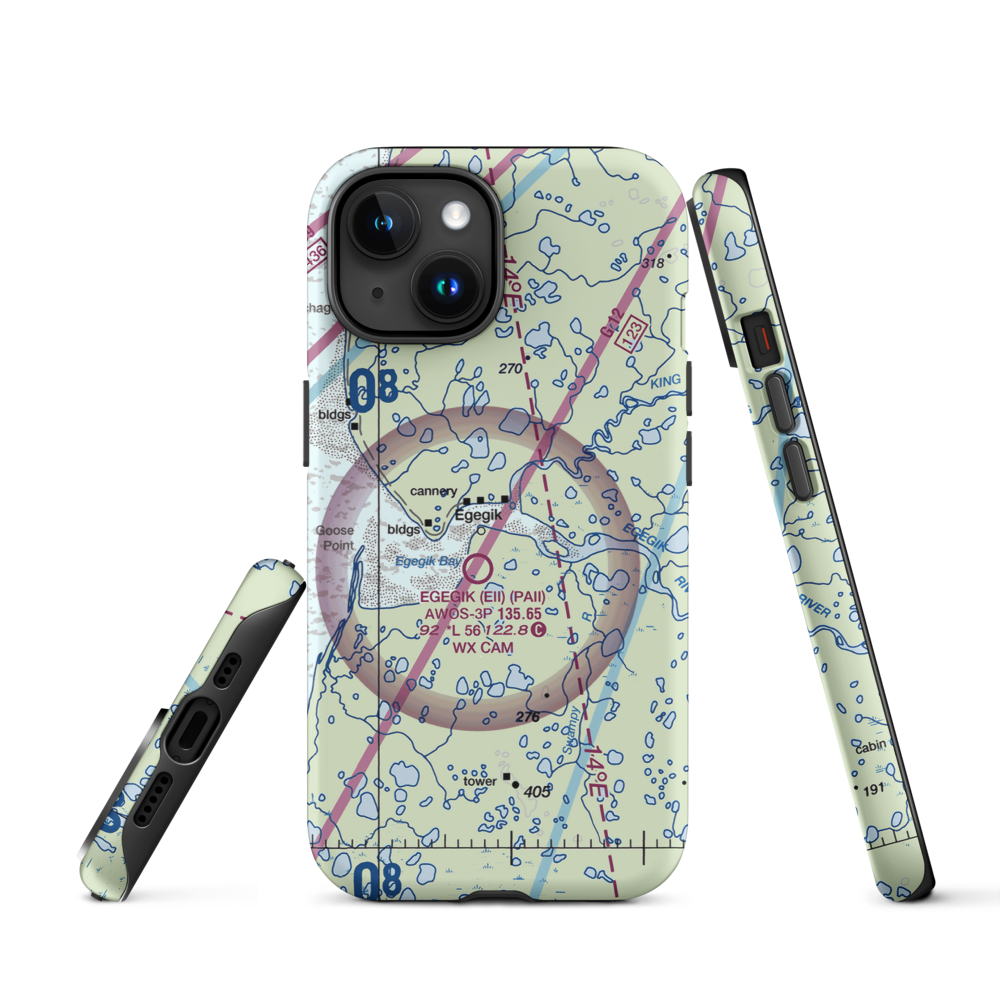 Bartletts Airport (AK96) VFR Sectional  Tough iPhone Case iPhone 15 model shown