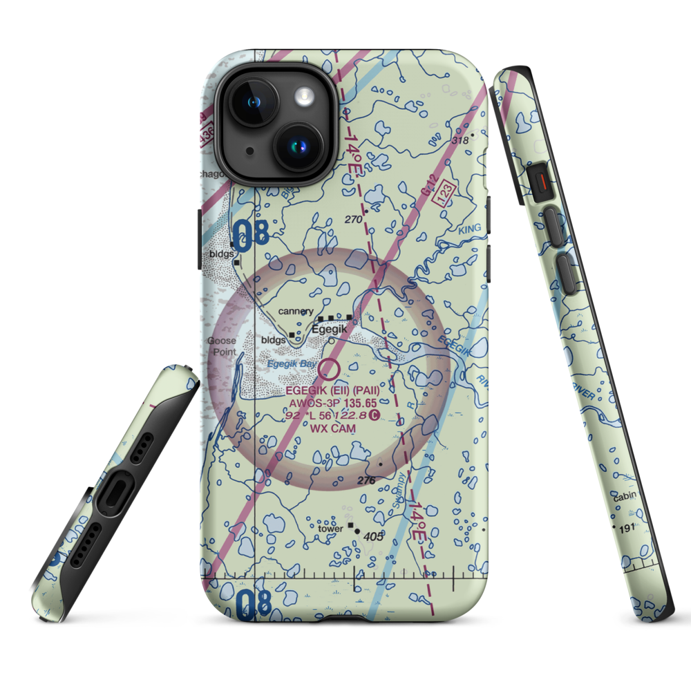 Bartletts Airport (AK96) VFR Sectional  Tough iPhone Case iPhone 15 Plus model shown