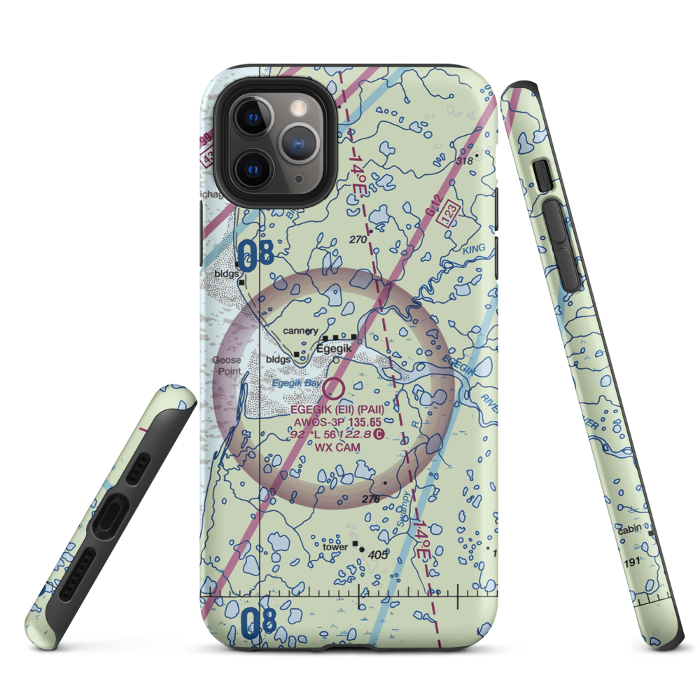 Bartletts Airport (AK96) VFR Sectional  Tough iPhone Case iPhone 11 Pro Max model shown