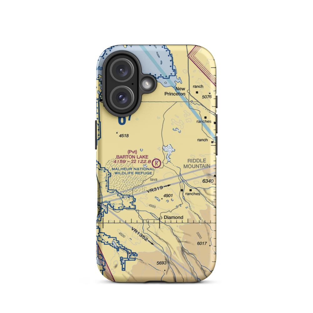 Barton Lake Ranch Airport (OR08) VFR Sectional  Tough iPhone Case iPhone 16 model shown