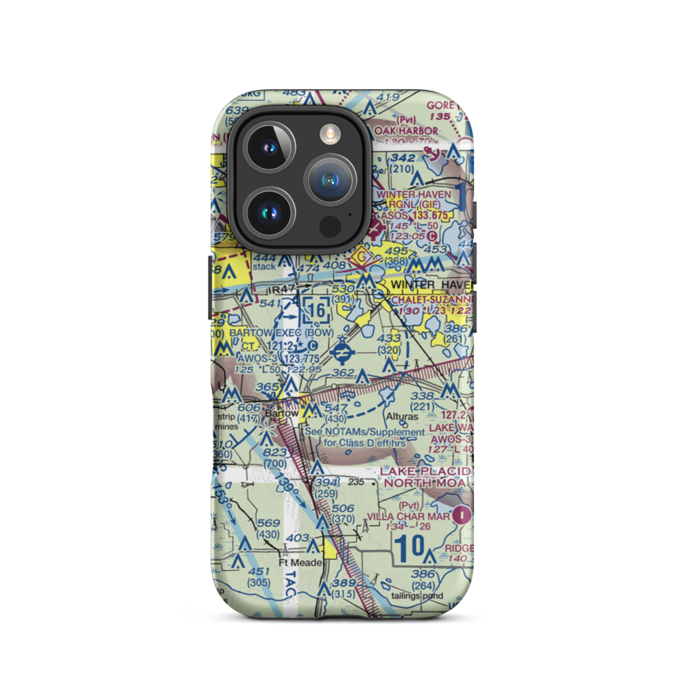 Bartow Executive Airport (BOW) VFR Sectional  Tough iPhone Case iPhone 16 Pro model shown