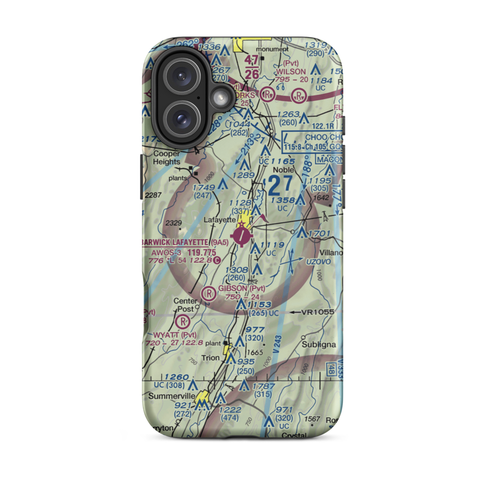 Barwick Lafayette Airport (9A5) VFR Sectional  Tough iPhone Case iPhone 16 Plus model shown