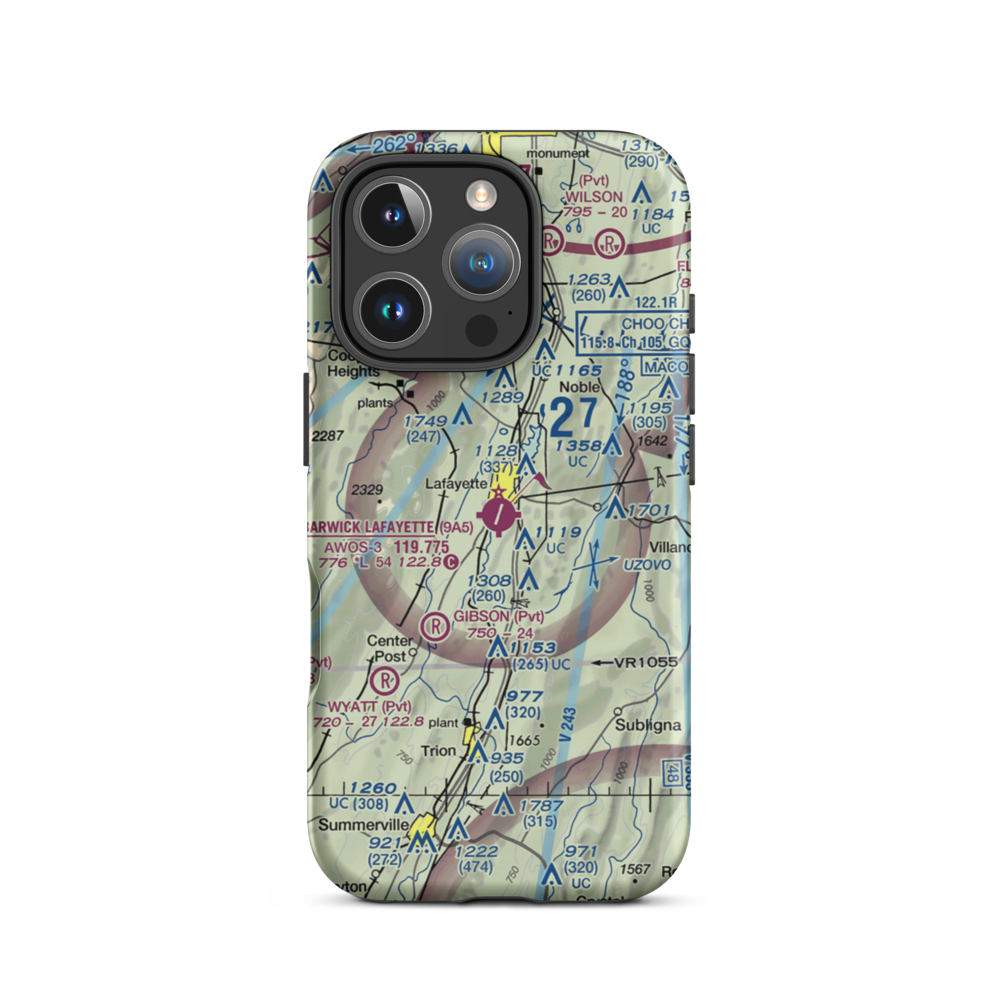 Barwick Lafayette Airport (9A5) VFR Sectional  Tough iPhone Case iPhone 16 Pro model shown