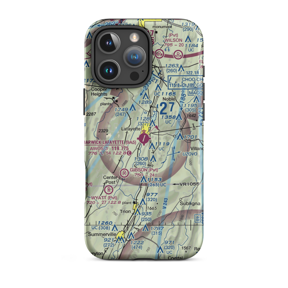 Barwick Lafayette Airport (9A5) VFR Sectional  Tough iPhone Case iPhone 16 Pro Max model shown
