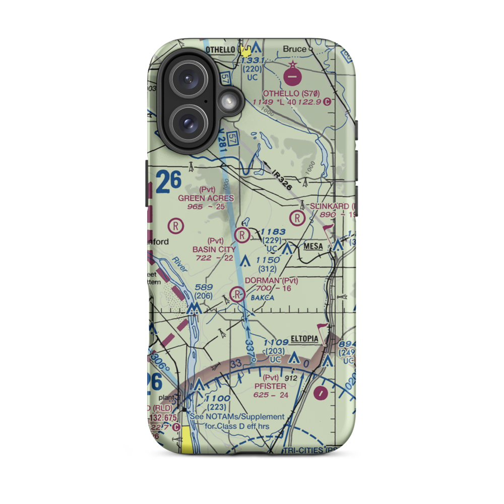 Basin City Airfield (97WA) VFR Sectional  Tough iPhone Case iPhone 16 Plus model shown