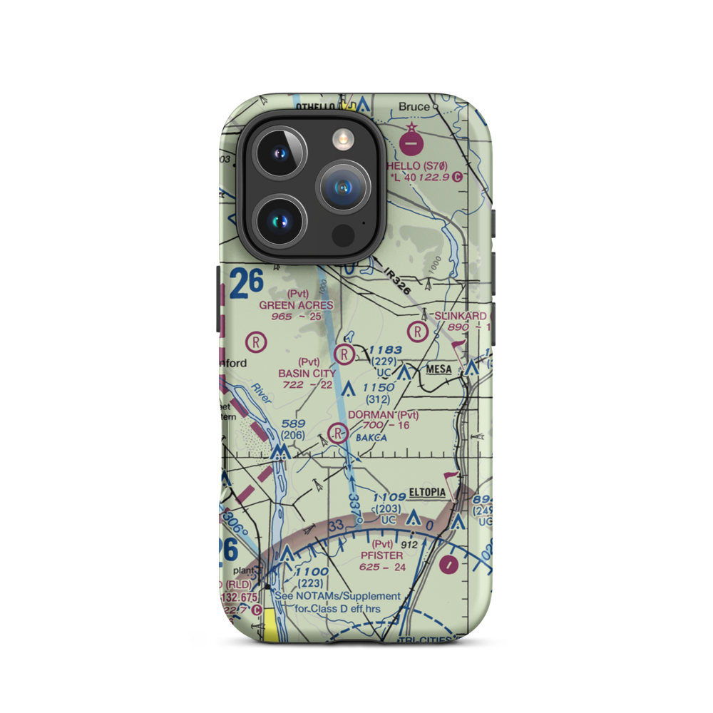 Basin City Airfield (97WA) VFR Sectional  Tough iPhone Case iPhone 16 Pro model shown