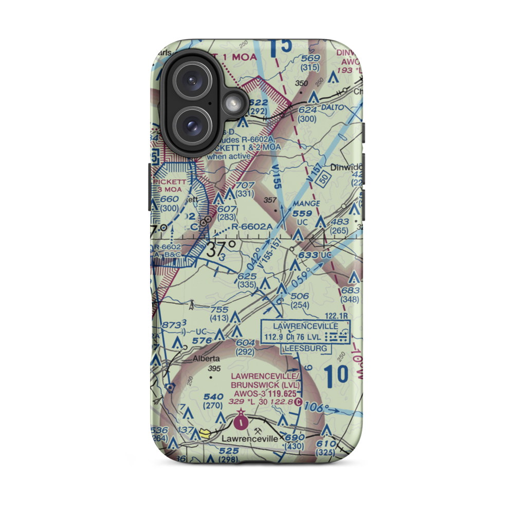 Baskerville Airport (VA76) VFR Sectional  Tough iPhone Case iPhone 16 Plus model shown