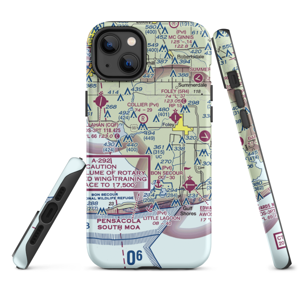 Bass Field (02AL) VFR Sectional  Tough iPhone Case iPhone 14 Plus model shown