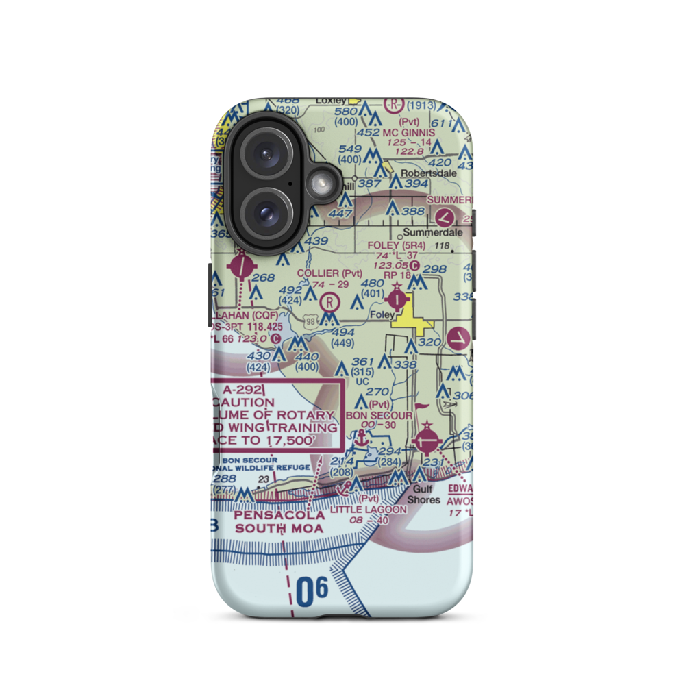 Bass Field (02AL) VFR Sectional  Tough iPhone Case iPhone 16 model shown