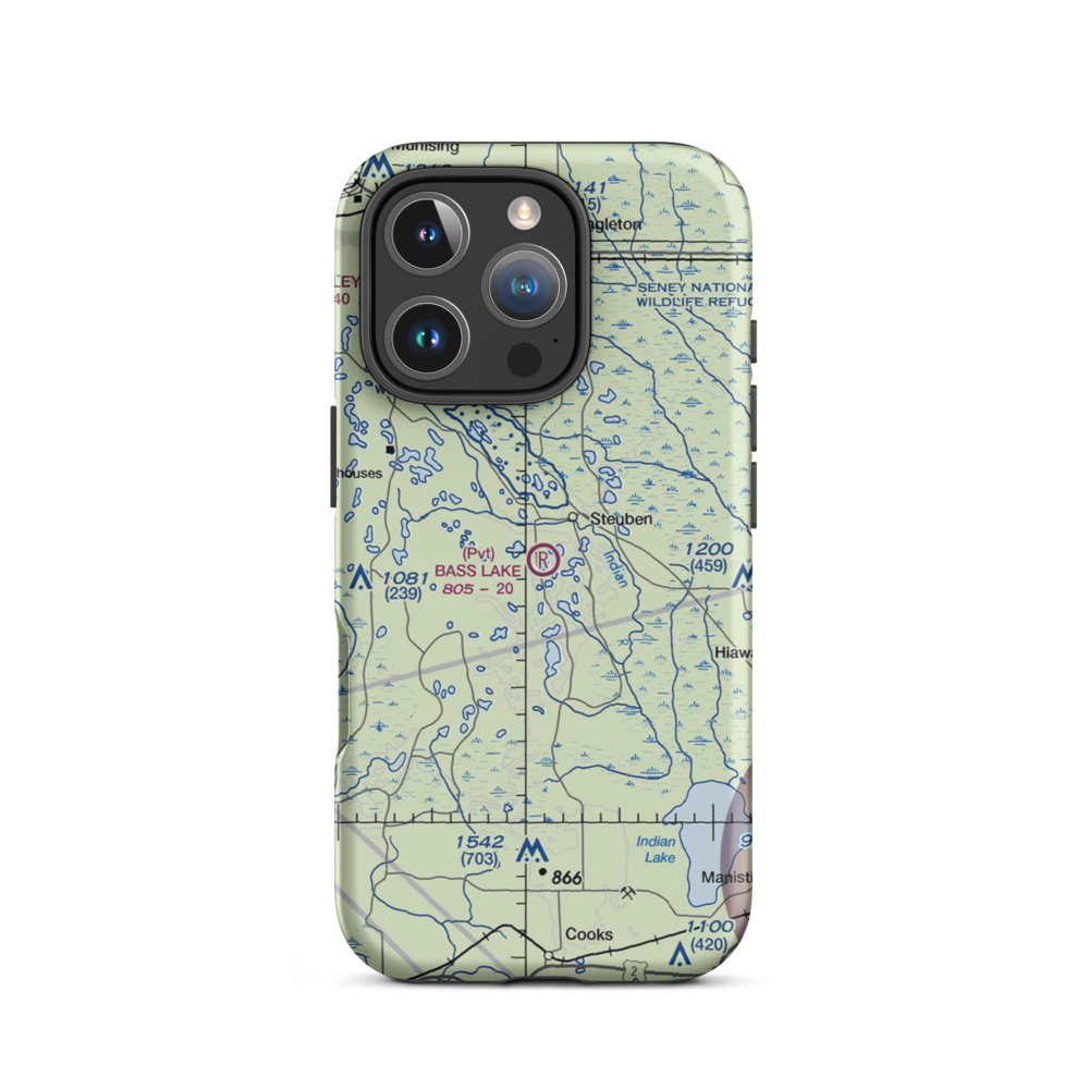 Bass Lake Airport (8MI7) VFR Sectional  Tough iPhone Case iPhone 16 Pro model shown