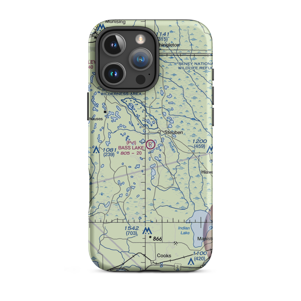 Bass Lake Airport (8MI7) VFR Sectional  Tough iPhone Case iPhone 16 Pro Max model shown
