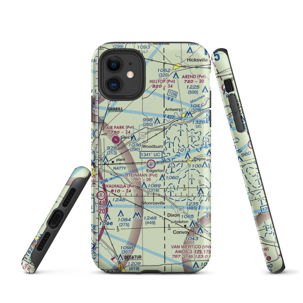 Basting Airport (3II3) VFR Sectional  Tough iPhone Case iPhone 11 model shown