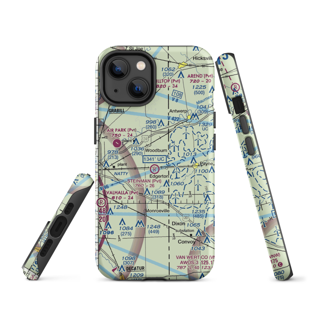 Basting Airport (3II3) VFR Sectional  Tough iPhone Case iPhone 14 model shown