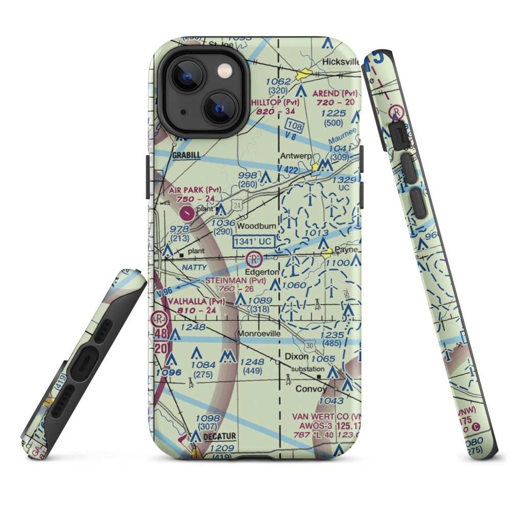 Basting Airport (3II3) VFR Sectional  Tough iPhone Case iPhone 14 Plus model shown