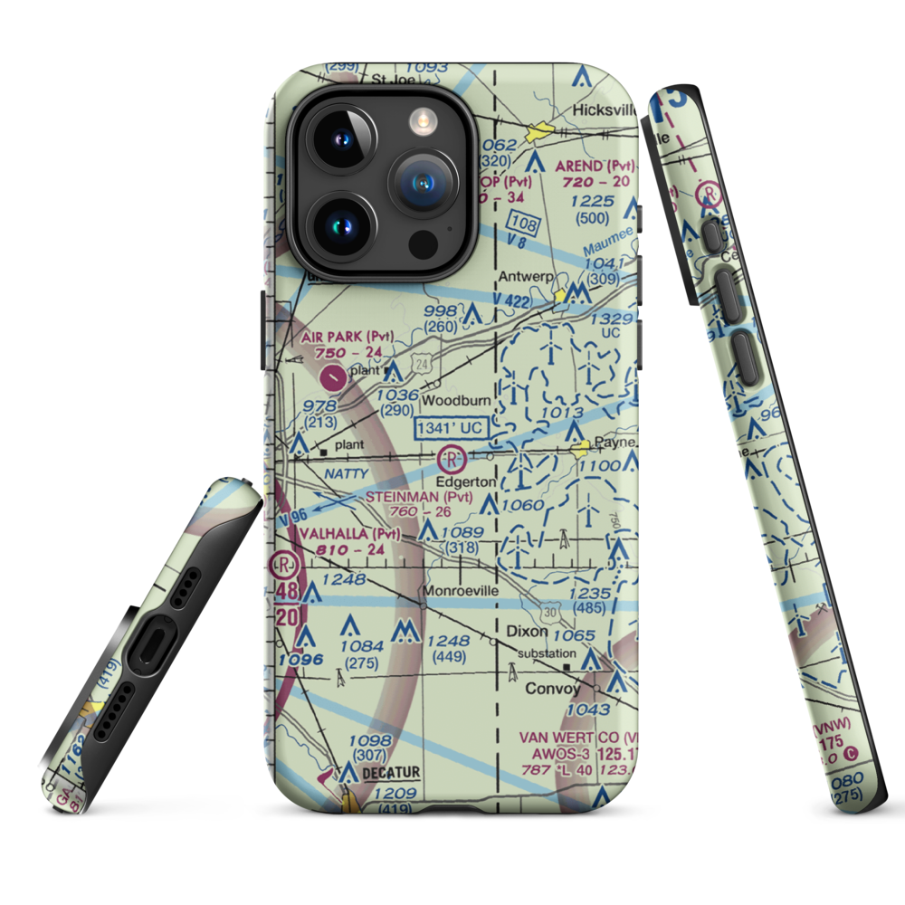 Basting Airport (3II3) VFR Sectional  Tough iPhone Case iPhone 15 Pro Max model shown
