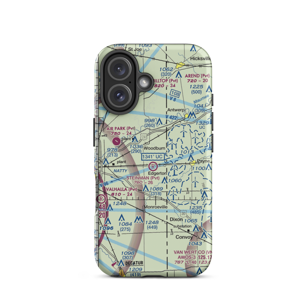 Basting Airport (3II3) VFR Sectional  Tough iPhone Case iPhone 16 model shown
