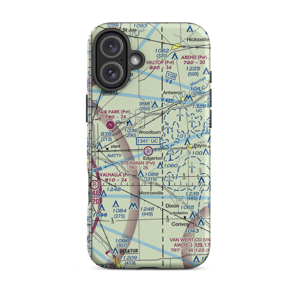 Basting Airport (3II3) VFR Sectional  Tough iPhone Case iPhone 16 Plus model shown