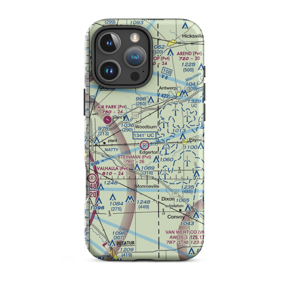 Basting Airport (3II3) VFR Sectional  Tough iPhone Case iPhone 16 Pro Max model shown