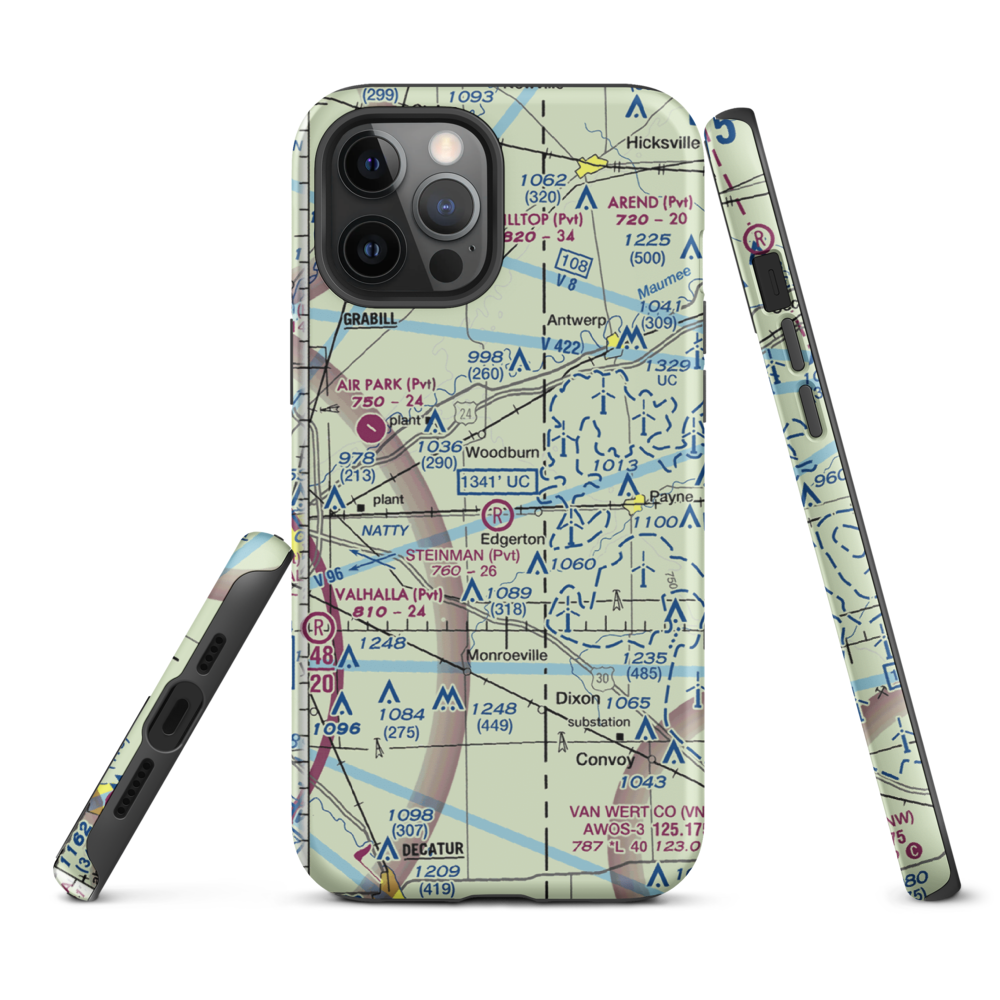 Basting Airport (3II3) VFR Sectional  Tough iPhone Case iPhone 12 Pro Max model shown