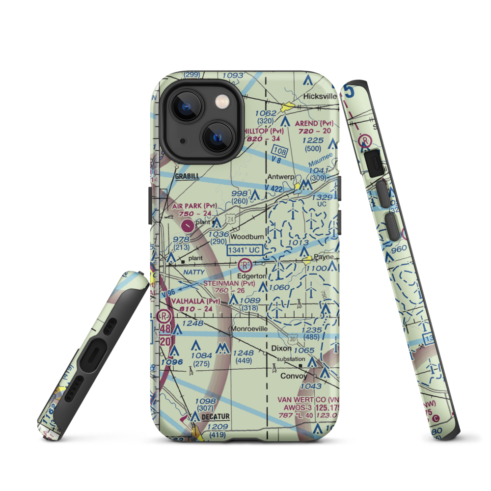 Basting Airport (3II3) VFR Sectional  Tough iPhone Case iPhone 13 model shown