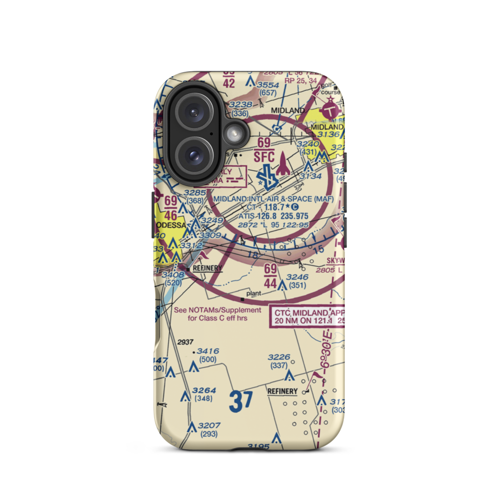 Bates Field (71TA) VFR Sectional  Tough iPhone Case iPhone 16 model shown