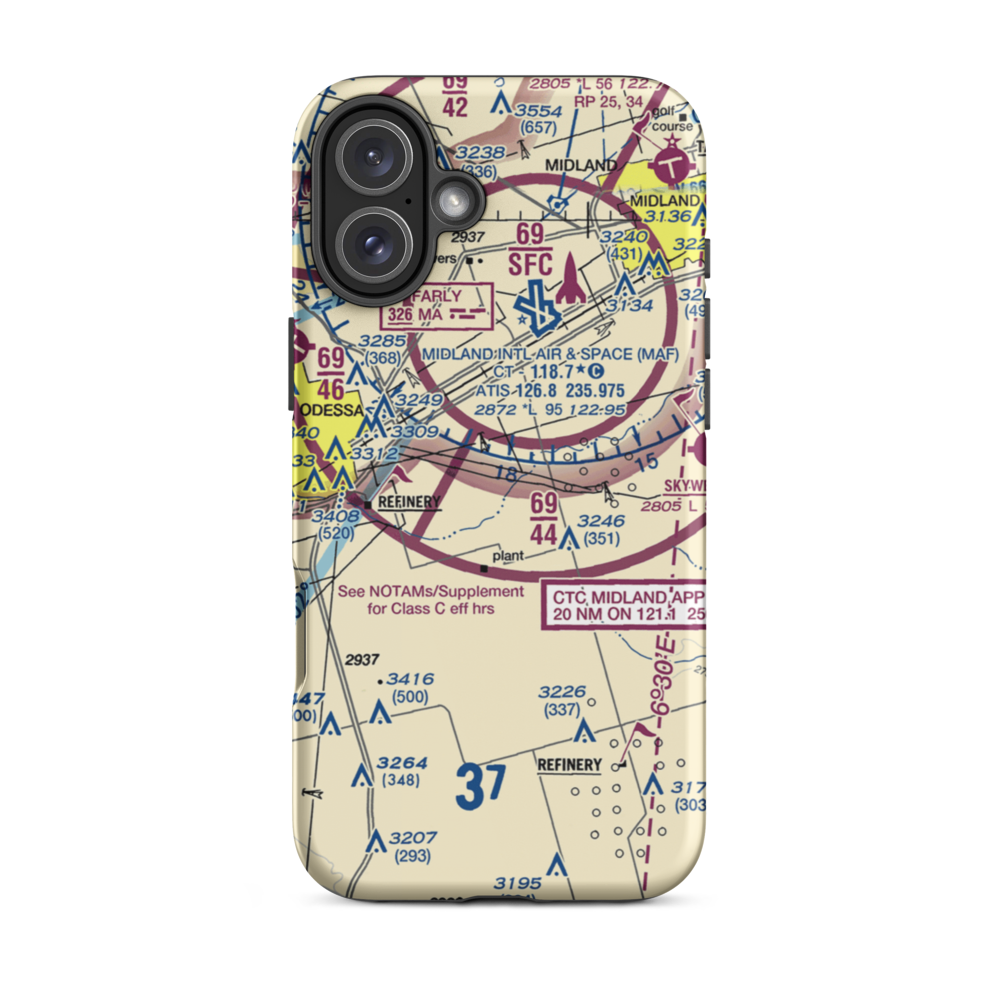 Bates Field (71TA) VFR Sectional  Tough iPhone Case iPhone 16 Plus model shown