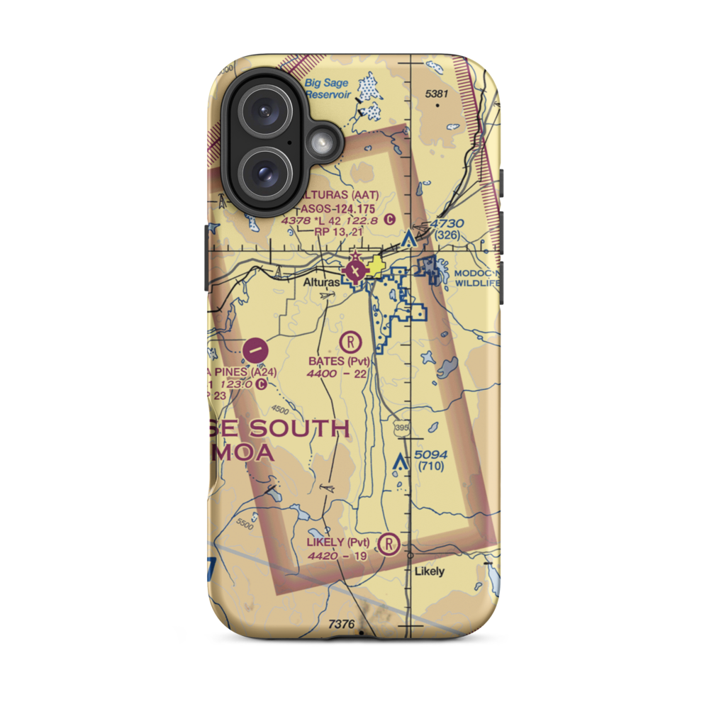 Bates Field (CA06) VFR Sectional  Tough iPhone Case iPhone 16 Plus model shown