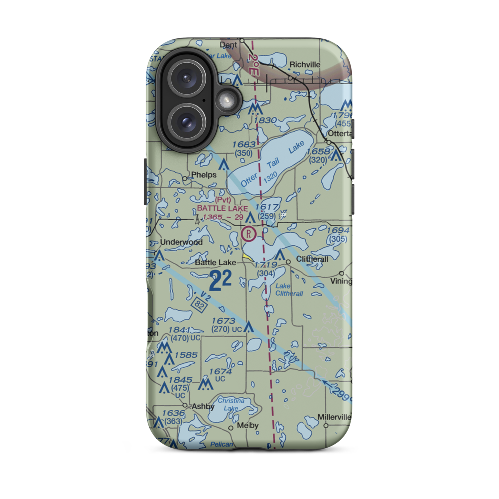 Battle Lake Municipal Airport (00MN) VFR Sectional  Tough iPhone Case iPhone 16 Plus model shown