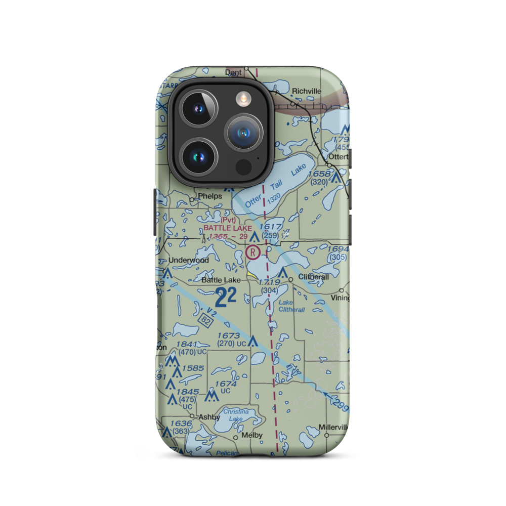 Battle Lake Municipal Airport (00MN) VFR Sectional  Tough iPhone Case iPhone 16 Pro model shown