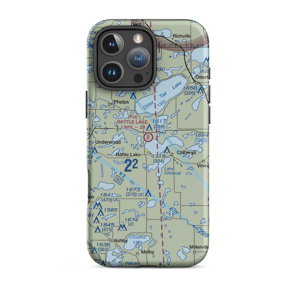 Battle Lake Municipal Airport (00MN) VFR Sectional  Tough iPhone Case iPhone 16 Pro Max model shown