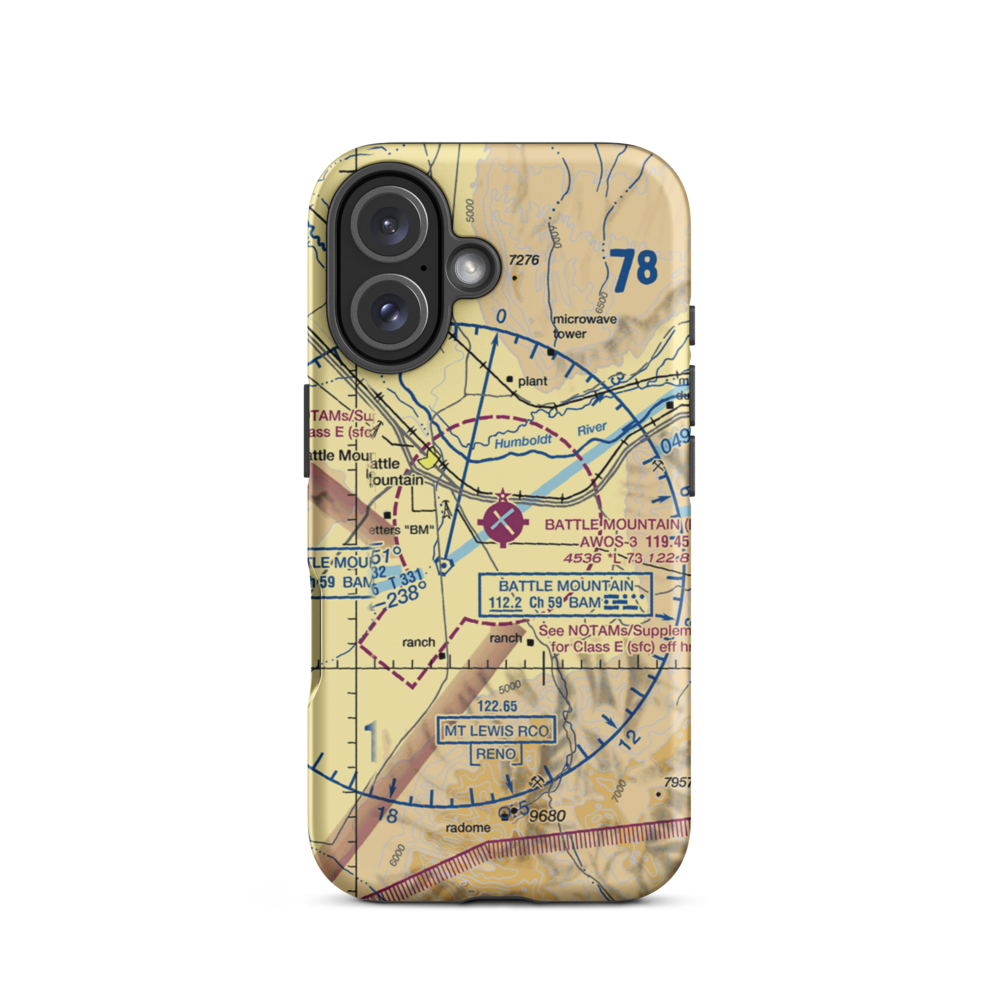 Battle Mountain Airport (BAM) VFR Sectional  Tough iPhone Case iPhone 16 model shown