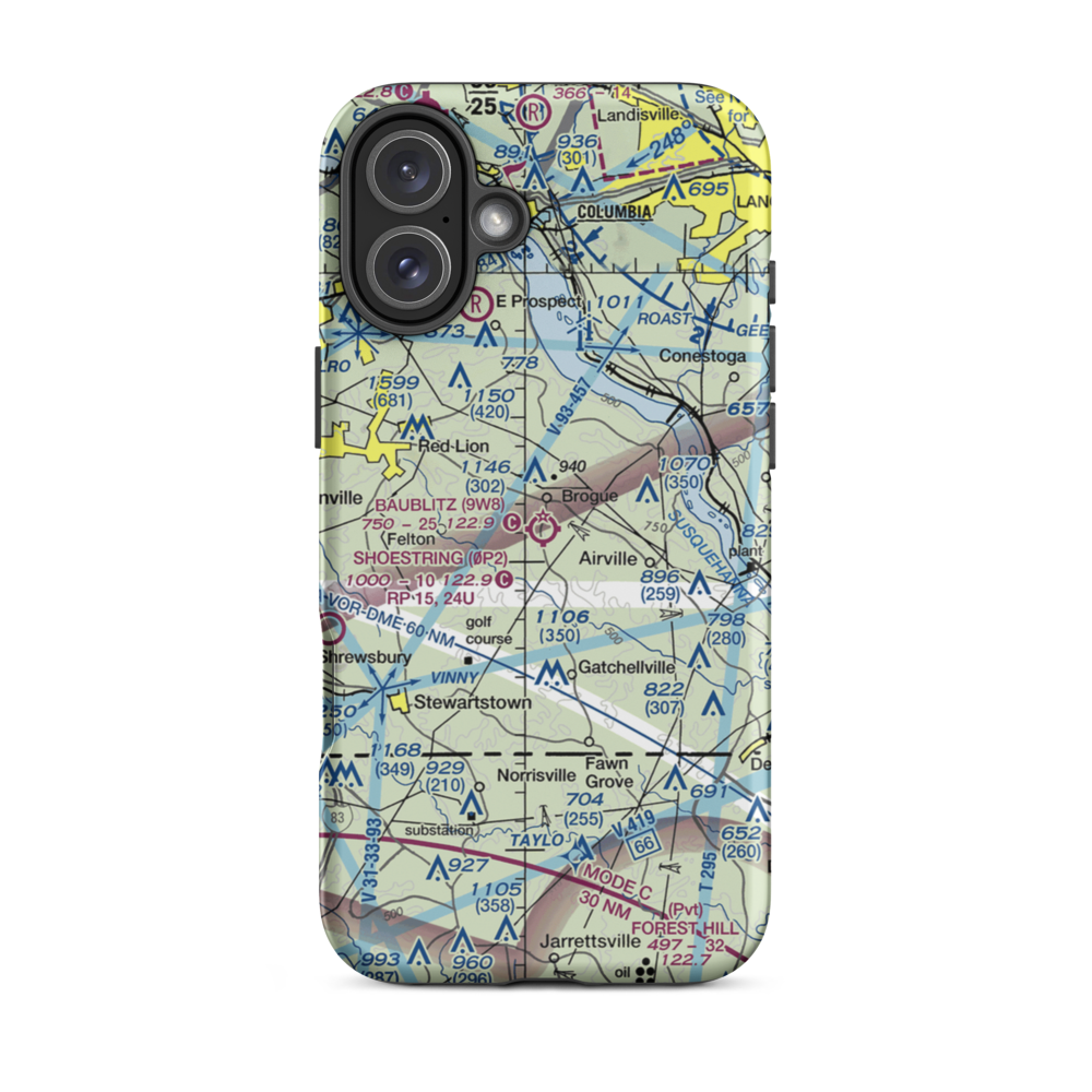 Baublitz Commercial Airport (9W8) VFR Sectional  Tough iPhone Case iPhone 16 Plus model shown