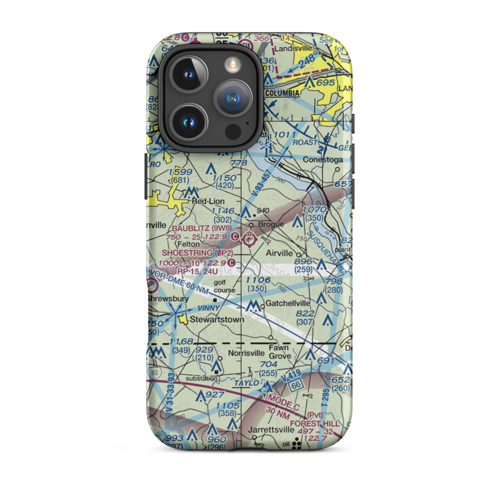 Baublitz Commercial Airport (9W8) VFR Sectional  Tough iPhone Case iPhone 16 Pro Max model shown