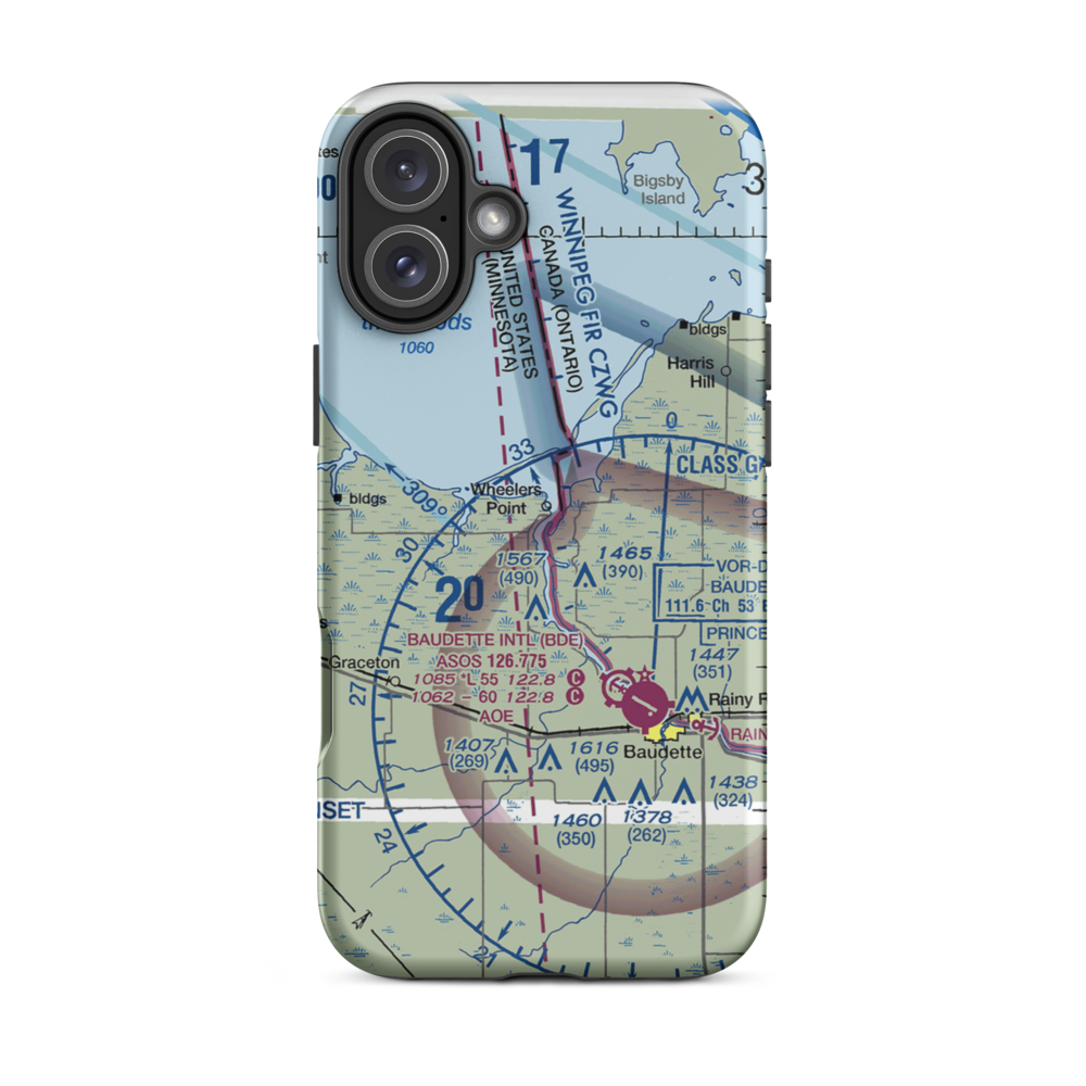 Baudette Flying Service Seaplane Base (16MN) VFR Sectional  Tough iPhone Case iPhone 16 Plus model shown